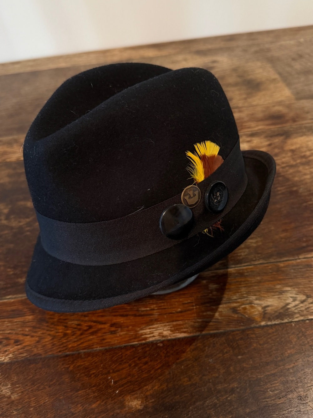 Goorin Bros. Black Asymmetrical Brim Wool Fedora Hat - medium
